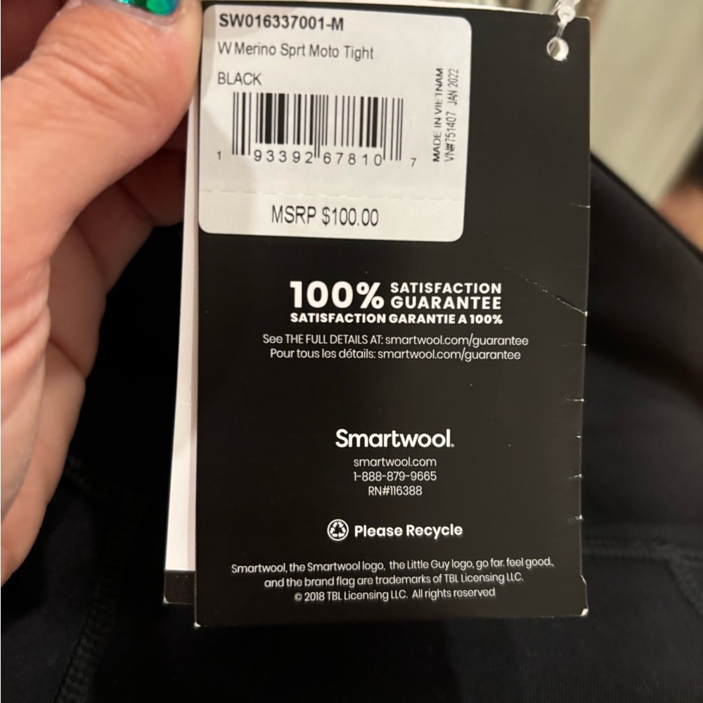 Brand new with tags! Smartwool merino sport moto tight leggings size." Medium
